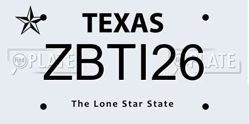 ZBTI26 Texas License Plate