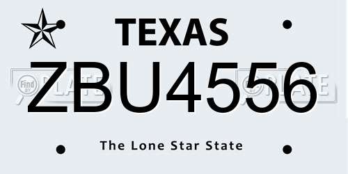 ZBU4556 Texas License Plate