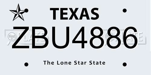 ZBU4886 Texas License Plate