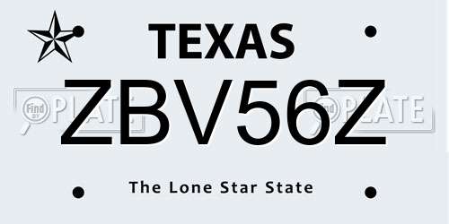 ZBV56Z Texas License Plate