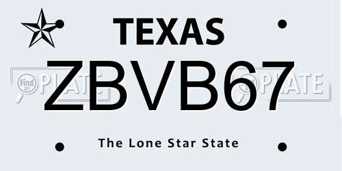 ZBVB67 Texas License Plate