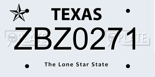 ZBZ0271 Texas License Plate
