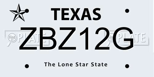 ZBZ12G Texas License Plate