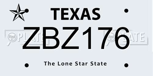 ZBZ176 Texas License Plate