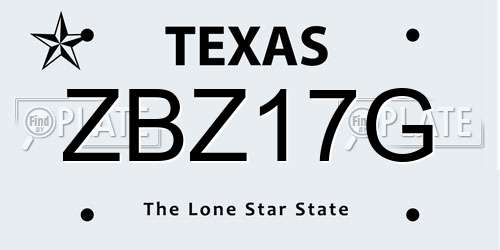 ZBZ17G Texas License Plate