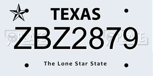 ZBZ2879 Texas License Plate