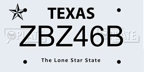 ZBZ46B Texas License Plate