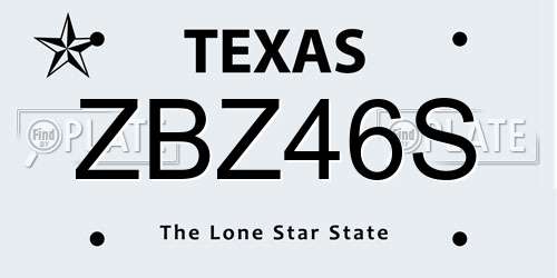 ZBZ46S Texas License Plate