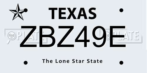 ZBZ49E Texas License Plate
