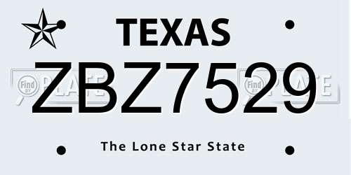 ZBZ7529 Texas License Plate