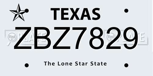 ZBZ7829 Texas License Plate