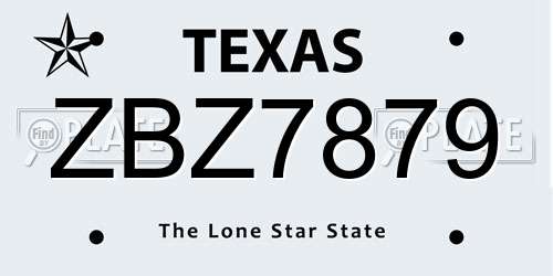 ZBZ7879 Texas License Plate