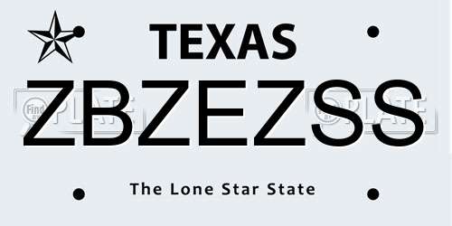 ZBZEZSS Texas License Plate