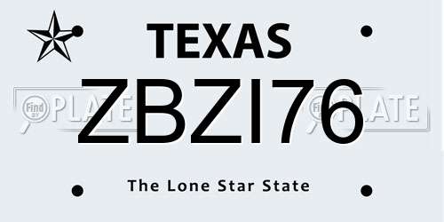 ZBZI76 Texas License Plate