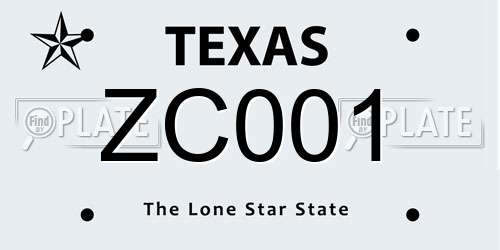 ZC001 Texas License Plate