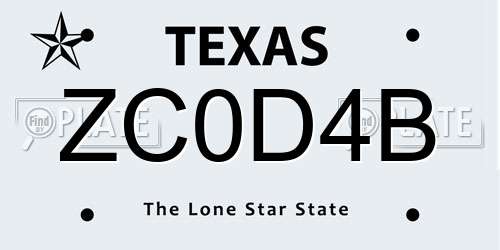 ZC0D4B Texas License Plate
