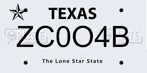 ZC0O4B Texas License Plate
