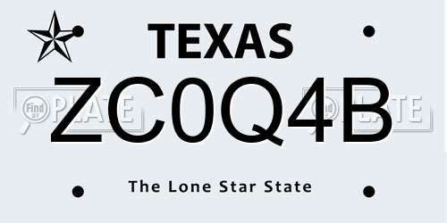 ZC0Q4B Texas License Plate