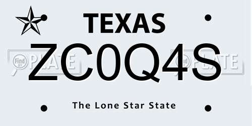 ZC0Q4S Texas License Plate