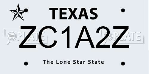 ZC1A2Z Texas License Plate