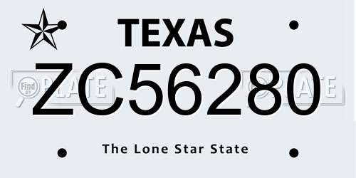 ZC56280 Texas License Plate