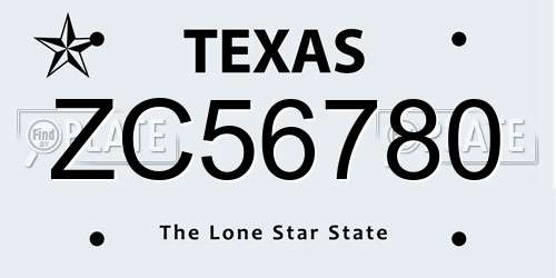 ZC56780 Texas License Plate