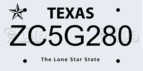 ZC5G280 Texas License Plate