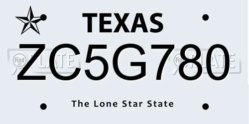 ZC5G780 Texas License Plate
