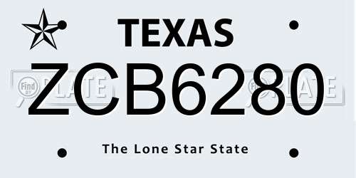 ZCB6280 Texas License Plate