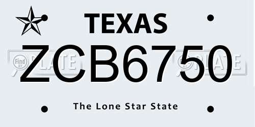 ZCB6750 Texas License Plate
