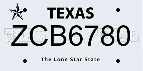 ZCB6780 Texas License Plate