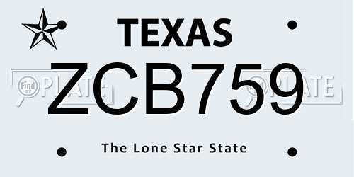 ZCB759 Texas License Plate
