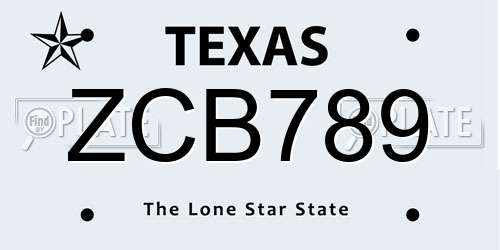 ZCB789 Texas License Plate