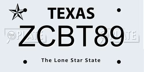 ZCBT89 Texas License Plate