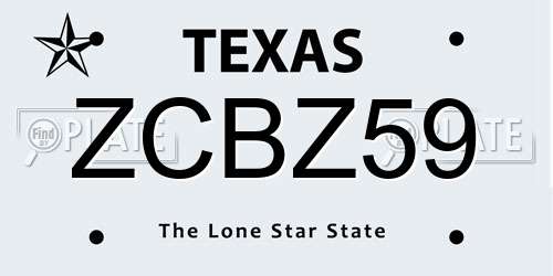 ZCBZ59 Texas License Plate