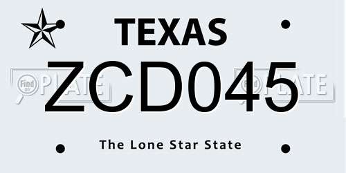 ZCD045 Texas License Plate