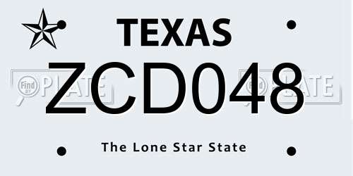 ZCD048 Texas License Plate