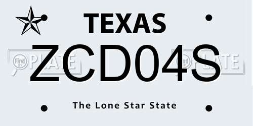 ZCD04S Texas License Plate
