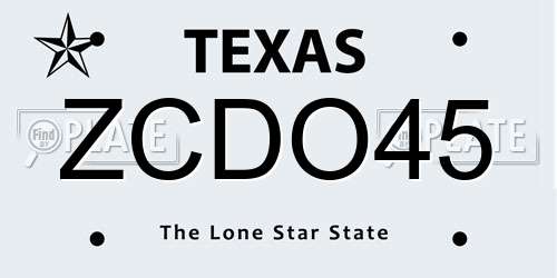 ZCDO45 Texas License Plate