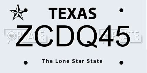 ZCDQ45 Texas License Plate