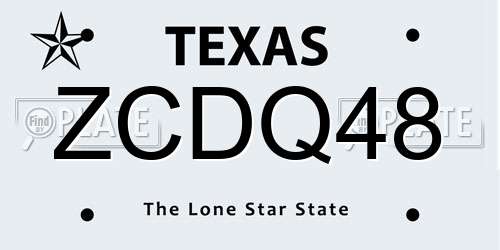 ZCDQ48 Texas License Plate