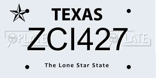 ZCI427 Texas License Plate