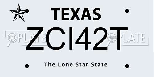 ZCI42T Texas License Plate