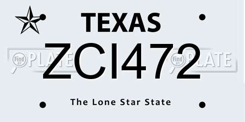 ZCI472 Texas License Plate