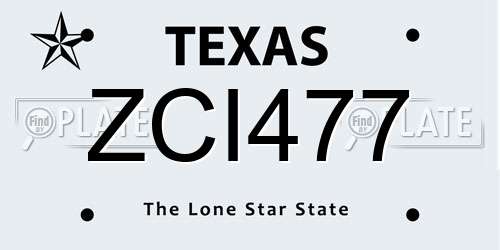 ZCI477 Texas License Plate
