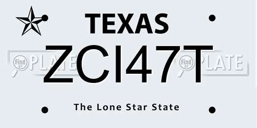 ZCI47T Texas License Plate