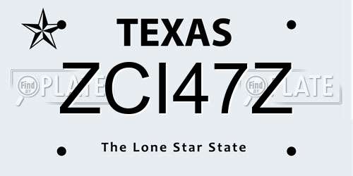 ZCI47Z Texas License Plate