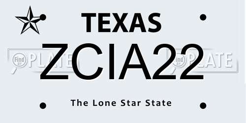 ZCIA22 Texas License Plate