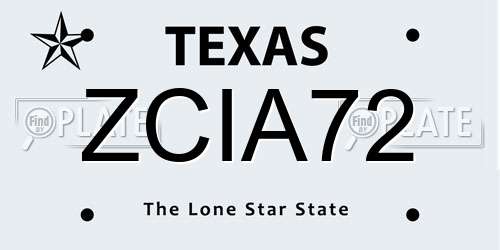 ZCIA72 Texas License Plate