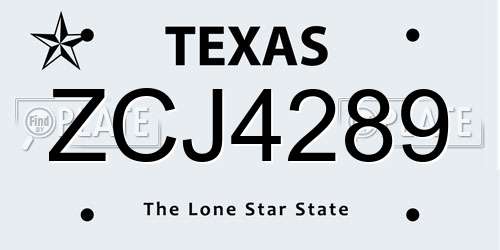 ZCJ4289 Texas License Plate